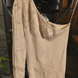 BCBGeneration Cream One Shoulder Dress